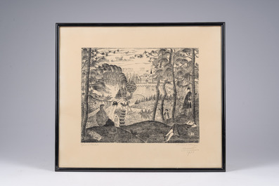 Anne Pierre De Kat (1881-1968) : Quatre vues diverses, trois eaux-fortes et une lithographie, dat&eacute; 1911-1934