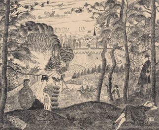 Anne Pierre De Kat (1881-1968) : Quatre vues diverses, trois eaux-fortes et une lithographie, dat&eacute; 1911-1934