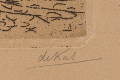 Anne Pierre De Kat (1881-1968) : Quatre vues diverses, trois eaux-fortes et une lithographie, dat&eacute; 1911-1934