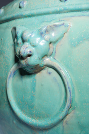 Grande jardini&egrave;re en gr&egrave;s &agrave; gla&ccedil;ure turquoise, Asie du Sud-Est, 20&egrave;me si&egrave;cle