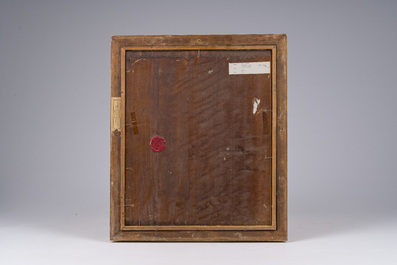 Frans Smeers (1873-1960): 'L'heure du th&eacute;', huile sur panneau