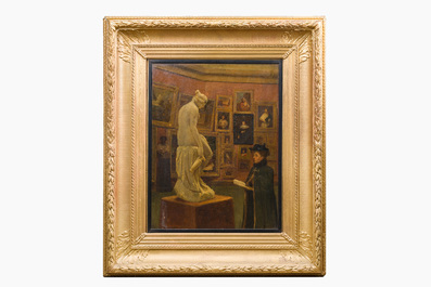 Charles Robertson (1859-1939): Visite au mus&eacute;e, huile sur toile