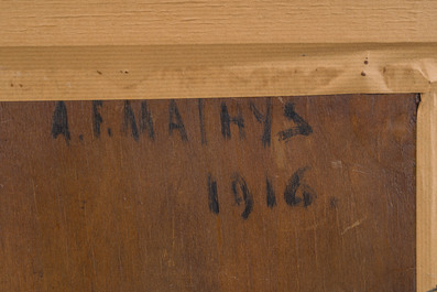 Albert Fran&ccedil;ois Mathys (1885-1956): L'heure du th&eacute;, oil on board, dated 1916