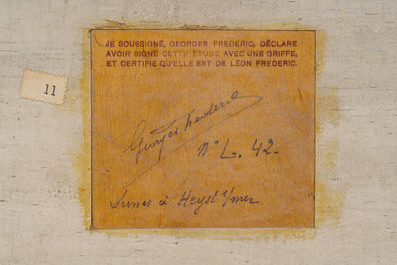 L&eacute;on Frederic (1856-1940): 'Dunes &agrave; Heyst sur Mer', huile sur board