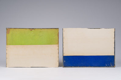 Willem J. Oppenoorth (1847-1905): Quatre paysages fluviaux anim&eacute;s, aquarelle sur papier