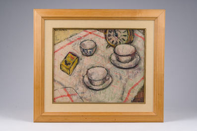 Albert Fran&ccedil;ois Mathys (1885-1956): L'heure du th&eacute;, oil on board, dated 1916