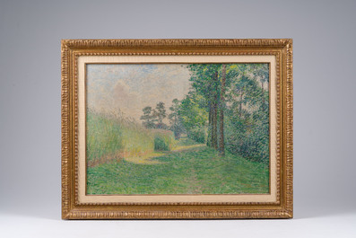Emile Claus (1849-1924 of op de wijze van): Langs de boorden van het graanveld, olie op doek, gedateerd 1896-99