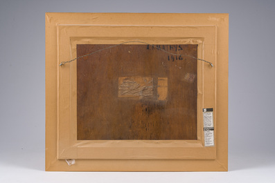 Albert Fran&ccedil;ois Mathys (1885-1956): L'heure du th&eacute;, oil on board, dated 1916