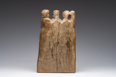 Groupe en bois sculpt&eacute; et polychrome repr&eacute;sentant la circoncision de J&eacute;sus, 19&egrave;me si&egrave;cle