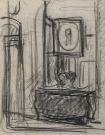 F&eacute;lix Gogo (1872-1953): Cinq int&eacute;rieurs, fusain sur papier