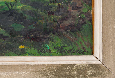 L&eacute;on Frederic (1856-1940): 'Dunes &agrave; Heyst sur Mer', huile sur board