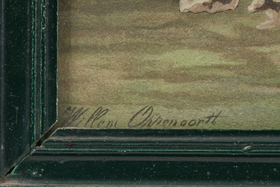 Willem J. Oppenoorth (1847-1905): Quatre paysages fluviaux anim&eacute;s, aquarelle sur papier