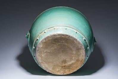 Grande jardini&egrave;re en gr&egrave;s &agrave; gla&ccedil;ure turquoise, Asie du Sud-Est, 20&egrave;me si&egrave;cle