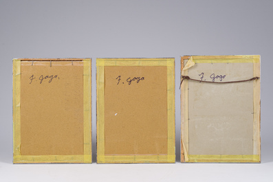 F&eacute;lix Gogo (1872-1953): Cinq int&eacute;rieurs, fusain sur papier