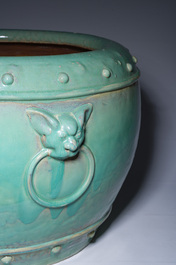 Grande jardini&egrave;re en gr&egrave;s &agrave; gla&ccedil;ure turquoise, Asie du Sud-Est, 20&egrave;me si&egrave;cle