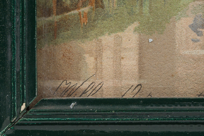 Willem J. Oppenoorth (1847-1905): Quatre paysages fluviaux anim&eacute;s, aquarelle sur papier