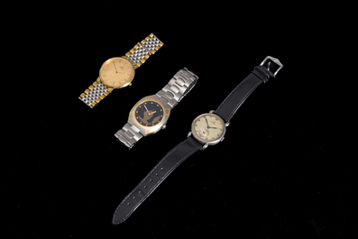Trois montres Omega diff&eacute;rentes, e.a. un mod&egrave;le embl&eacute;matique Omega De Ville et une Omega Seamaster Polaris, 20&egrave;me si&egrave;cle