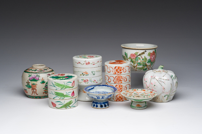 Collection vari&eacute;e en porcelaine de Chine famille rose, bleu, blanc, rouge de fer et qianjiang cai, 19&egrave;me/20&egrave;me si&egrave;cle