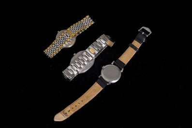 Trois montres Omega diff&eacute;rentes, e.a. un mod&egrave;le embl&eacute;matique Omega De Ville et une Omega Seamaster Polaris, 20&egrave;me si&egrave;cle