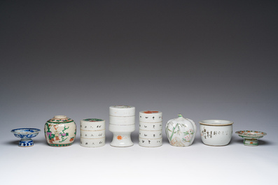 Collection vari&eacute;e en porcelaine de Chine famille rose, bleu, blanc, rouge de fer et qianjiang cai, 19&egrave;me/20&egrave;me si&egrave;cle