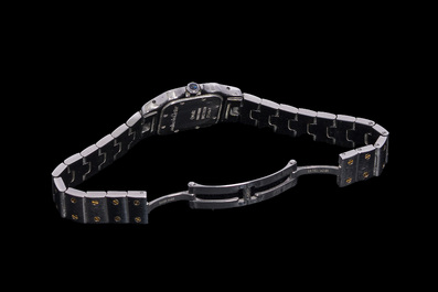 Montre-bracelet Cartier Santos Galb&eacute;e en or jaune et acier, n&deg;1057930, seconde moiti&eacute; du 20&egrave;me si&egrave;cle