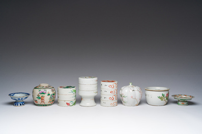 Collection vari&eacute;e en porcelaine de Chine famille rose, bleu, blanc, rouge de fer et qianjiang cai, 19&egrave;me/20&egrave;me si&egrave;cle