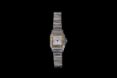 Montre-bracelet Cartier Santos Galb&eacute;e en or jaune et acier, n&deg;1057930, seconde moiti&eacute; du 20&egrave;me si&egrave;cle