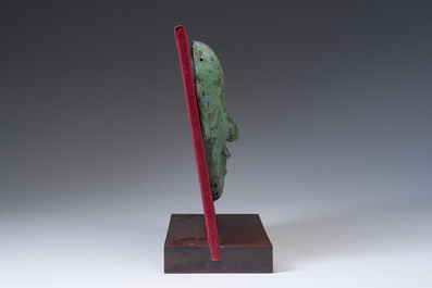 Masque fun&eacute;raire en bronze, Chine, probablement Liao