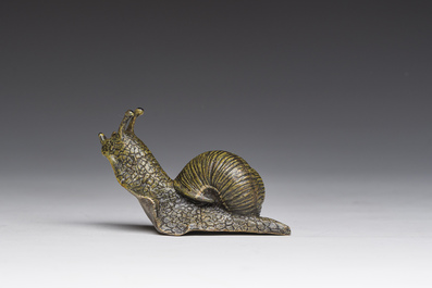 Franz Xaver Bergmann (1861-1936): Mod&egrave;le de gastropoda en bronze polychrome peint &agrave; froid, Vienne, Autriche, 19&egrave;me/20&egrave;me si&egrave;cle