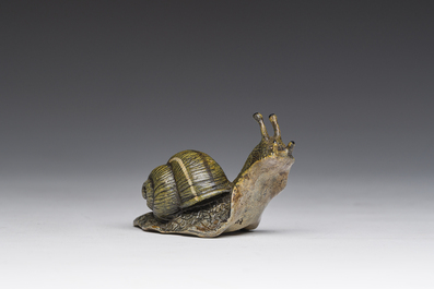 Franz Xaver Bergmann (1861-1936): Mod&egrave;le de gastropoda en bronze polychrome peint &agrave; froid, Vienne, Autriche, 19&egrave;me/20&egrave;me si&egrave;cle