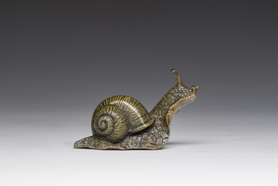 Franz Xaver Bergmann (1861-1936): Mod&egrave;le de gastropoda en bronze polychrome peint &agrave; froid, Vienne, Autriche, 19&egrave;me/20&egrave;me si&egrave;cle