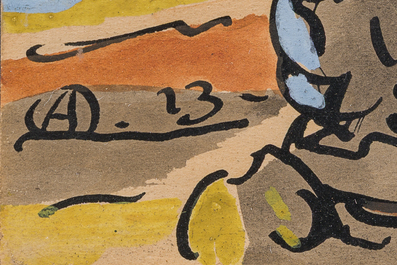 Alfred Ost (1884-1945): 'Akkerwaarts', encre et couleurs sur papier, dat&eacute; (19)13