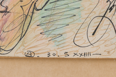 Alfred Ost (1884-1945): Femme en pri&egrave;re, encre et aquarelle sur papier, dat&eacute; 30 mai (19)24