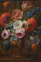 &Eacute;cole europ&eacute;enne: Nature morte aux fleurs, huile sur toile, 19&egrave;me si&egrave;cle