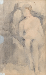 Corneel Lodewijk Pieter Van Gorp (1932-2008): Seated nude, View of a row of roofs &amp; Landscape, watercolour and pencil on paper