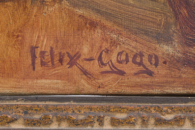 F&eacute;lix Gogo (1872-1953): 'Binnenkoer Wolstraat 7 Antwerpen' &amp; Int&eacute;rieur, huile sur toile, une dat&eacute; 1940