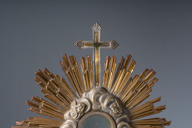 Ostensoir en argent dor&eacute; avec un ange couronn&eacute; d'un nuage radieux, poin&ccedil;on du ma&icirc;tre Hippolyte-Fran&ccedil;ois Bertrand-Paraud, 950/000, France, 19&egrave;me si&egrave;cle