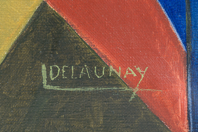 L. Delaunay (20&egrave;me si&egrave;cle): Composition abstraite, huile sur toile