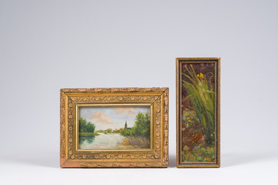 &Eacute;cole europ&eacute;enne: Cinq peintures diverses, huile sur board et panneau, 19&egrave;me/20&egrave;me si&egrave;cle