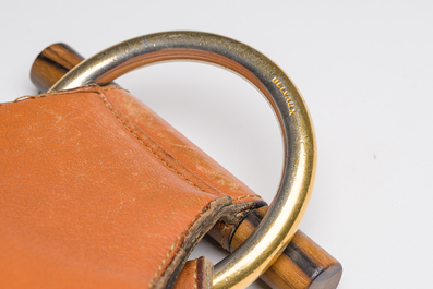 Sac &agrave; dos 'Camel Amandier' en cuir marron avec sa pochette d'origine, Delvaux, 20&egrave;me si&egrave;cle