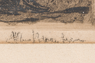 Eugeen Van Mieghem (1875-1930): Trois eaux-fortes diverses repr&eacute;sentant des personnages dans un contexte portuaire