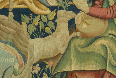 Tapisserie murale &agrave; d&eacute;cor de 'La tonte des moutons', Manufacture royale De Wit, Flandres, Malines, 20&egrave;me si&egrave;cle