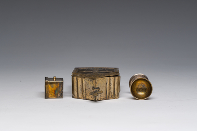 Coffret de communion de voyage en argent pour pr&ecirc;tre orthodoxe &agrave; d&eacute;cor de crucifixion grav&eacute;, 84 zolotnik, Moscou, Russie, dat&eacute; 1878