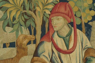 Tapisserie murale &agrave; d&eacute;cor de 'La tonte des moutons', Manufacture royale De Wit, Flandres, Malines, 20&egrave;me si&egrave;cle