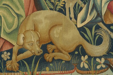 Tapisserie murale &agrave; d&eacute;cor de 'La tonte des moutons', Manufacture royale De Wit, Flandres, Malines, 20&egrave;me si&egrave;cle