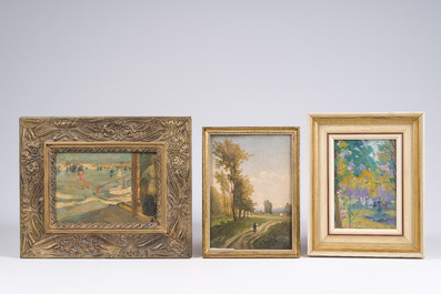 &Eacute;cole europ&eacute;enne: Cinq peintures diverses, huile sur board et panneau, 19&egrave;me/20&egrave;me si&egrave;cle