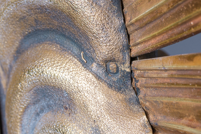 Ostensoir en argent dor&eacute; avec un ange couronn&eacute; d'un nuage radieux, poin&ccedil;on du ma&icirc;tre Hippolyte-Fran&ccedil;ois Bertrand-Paraud, 950/000, France, 19&egrave;me si&egrave;cle