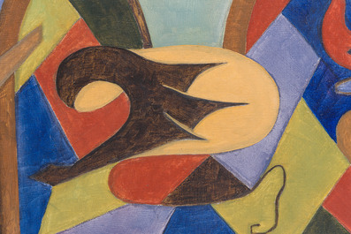 L. Delaunay (20&egrave;me si&egrave;cle): Composition abstraite, huile sur toile