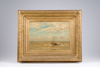 Adrien-Charles Le Mayeur de Merpres (1844-1923, &agrave; la mani&egrave;re de): Marine, huile sur toile