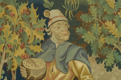 Tapisserie murale &agrave; d&eacute;cor de 'La tonte des moutons', Manufacture royale De Wit, Flandres, Malines, 20&egrave;me si&egrave;cle